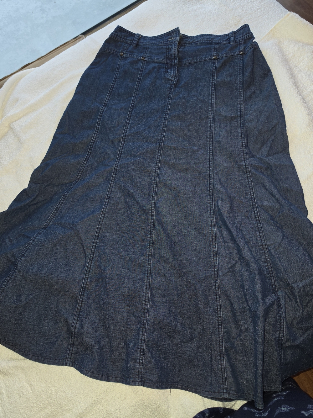 Larry Levine Dark Blue Denim A-Line Maxi Skirt